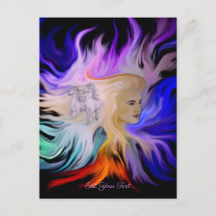 Vrouw met paard briefkaart