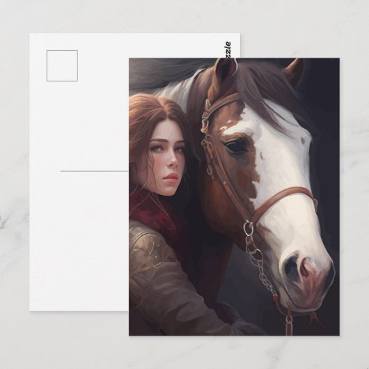 Vrouw met Paard Briefkaart (Voorkant / Achterkant)
