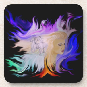 Vrouw met paard drankjes onderzetter