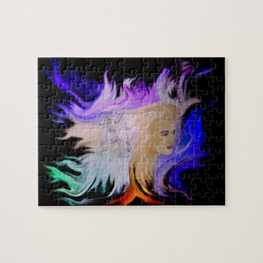 Vrouw met paard legpuzzel (Horizontaal)