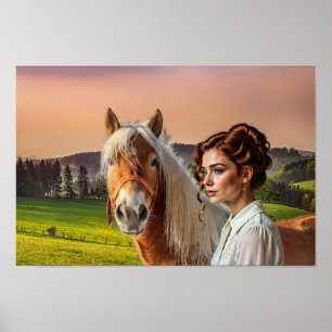 Vrouw met paard poster