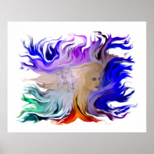 Vrouw met paard poster