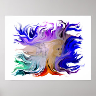 Vrouw met paard poster