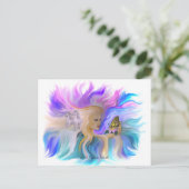 Vrouw met paarden en vlinder briefkaart (Staand voorkant)