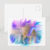 Vrouw met paarden en vlinder briefkaart (Voorkant / Achterkant)