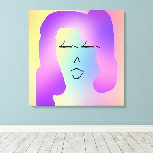 Vrouw met Paarse haar Poster Canvas Afdruk (Insitu (Houten vloer))