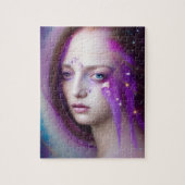 Vrouw met Paarse haarpuzzel Legpuzzel (Verticaal)