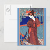 Vrouw met pacocks door: Louis John Rhead Briefkaart (Voorkant / Achterkant)