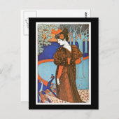 Vrouw met pacocks - Louis Rhead Briefkaart (Voorkant / Achterkant)