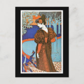Vrouw met pacocks - Louis Rhead Briefkaart (Voorkant)