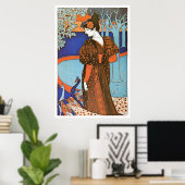 Vrouw met pacocks - Louis Rhead Poster (Thuiskantoor)