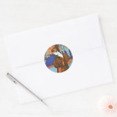 Vrouw met pacocks - Louis Rhead Ronde Sticker (Envelop)