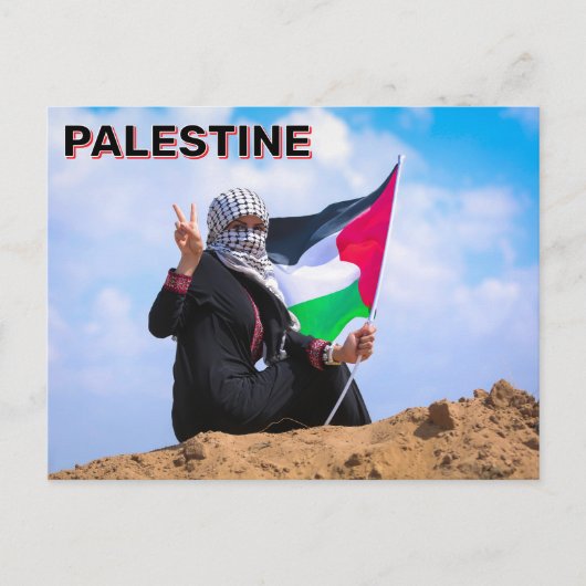 Vrouw met Palestijnse vlag Briefkaart (Voorkant)