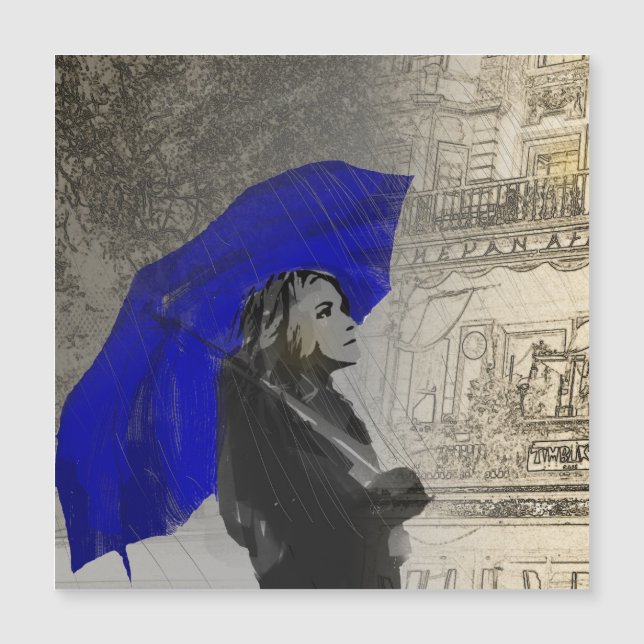 Vrouw met paraplu in de regen (Voorkant)