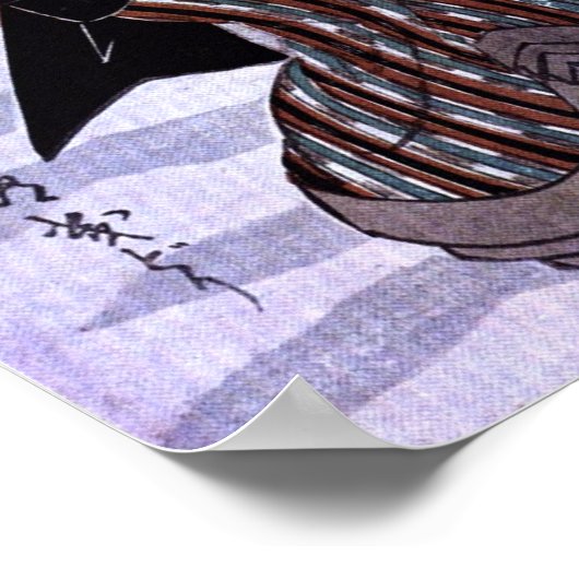 Vrouw met paraplu in de sneeuw poster (Hoek)