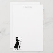 Vrouw met paraplukantoorbenodigdheden - gepersonal briefpapier (Voorkant / Achterkant)