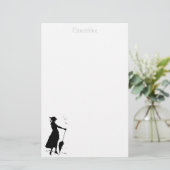 Vrouw met paraplukantoorbenodigdheden - gepersonal briefpapier (Staand voorkant)