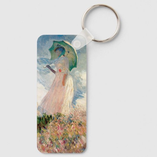 Vrouw met Parasol Claude Monet Art Alum Sleutelhanger (Achterkant)