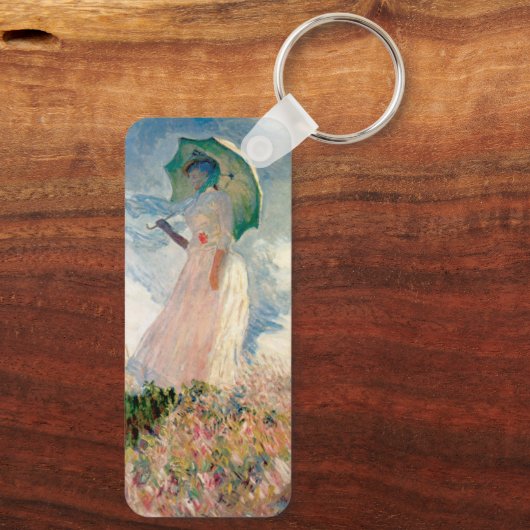 Vrouw met Parasol Claude Monet  Art Alum Sleutelhanger (Achterkant)