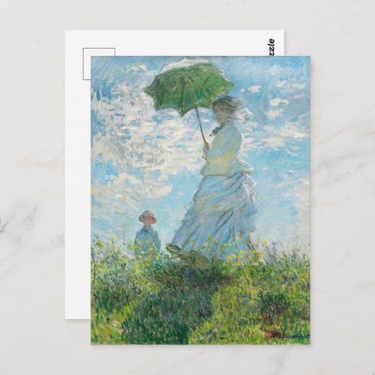 Vrouw met Parasol Claude Monet Briefkaart (Voorkant / Achterkant)