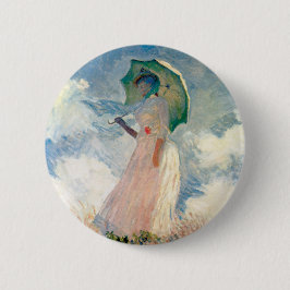 Vrouw met Parasol Claude Monet Kunst Ronde Button 5,7 Cm