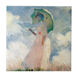 Vrouw met Parasol Claude Monet Kunst Tegeltje