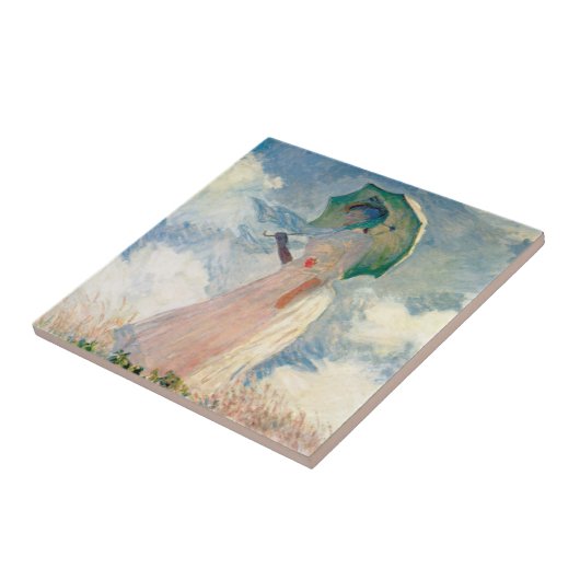 Vrouw met Parasol Claude Monet  Kunst Tegeltje (Zijkant)