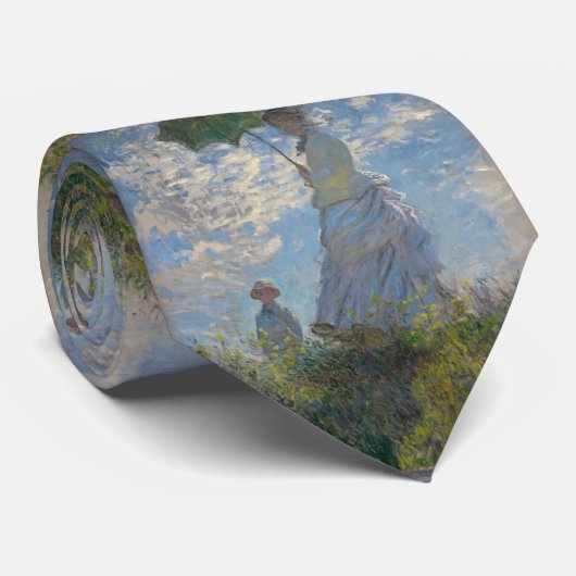 Vrouw met Parasol Claude Monet Stropdas (Opgerold)