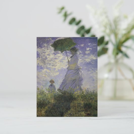 Vrouw met Parasol door Claude Monet,  kunst Briefkaart (Staand voorkant)
