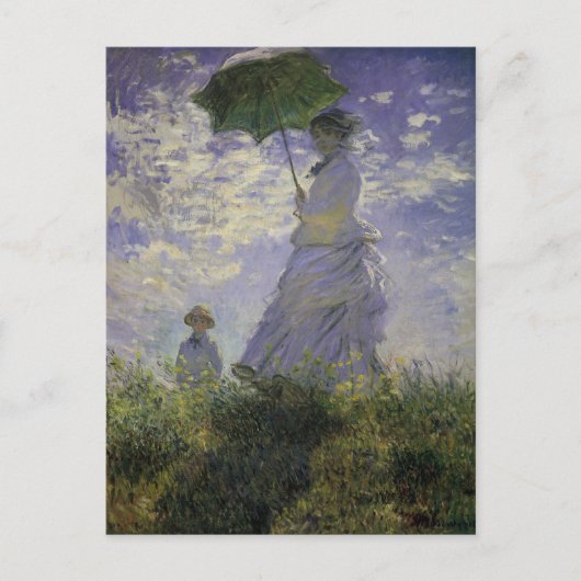 Vrouw met Parasol door Claude Monet,  kunst Briefkaart (Voorkant)