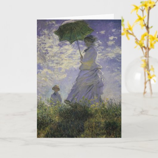 Vrouw met Parasol door Claude Monet,  kunst Kaart (Gele Bloem)