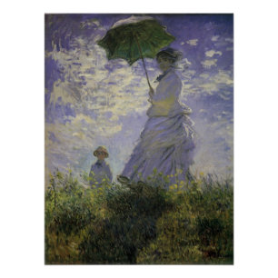 Vrouw met Parasol door Claude Monet,  kunst Poster