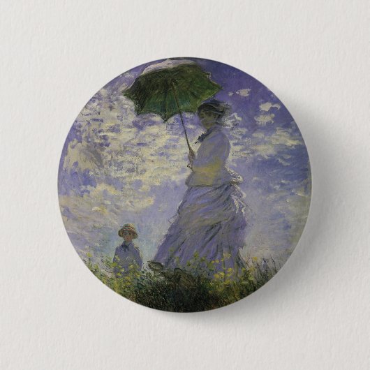 Vrouw met Parasol door Claude Monet, kunst Ronde Button 5,7 Cm (Voorkant)