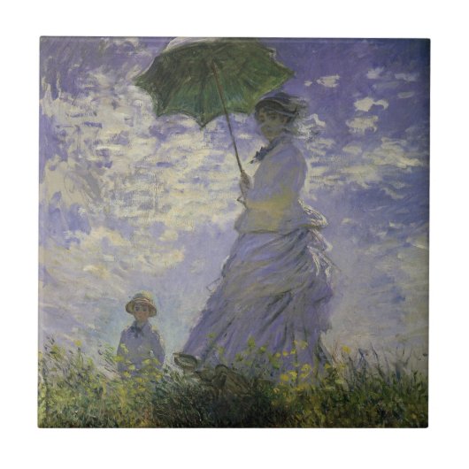 Vrouw met Parasol door Claude Monet,  kunst Tegeltje (Voorkant)