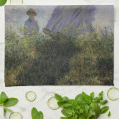 Vrouw met Parasol door Claude Monet,  kunst Theedoek (Gevouwen)