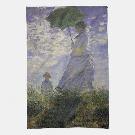 Vrouw met Parasol door Claude Monet,  kunst Theedoek (Verticaal)
