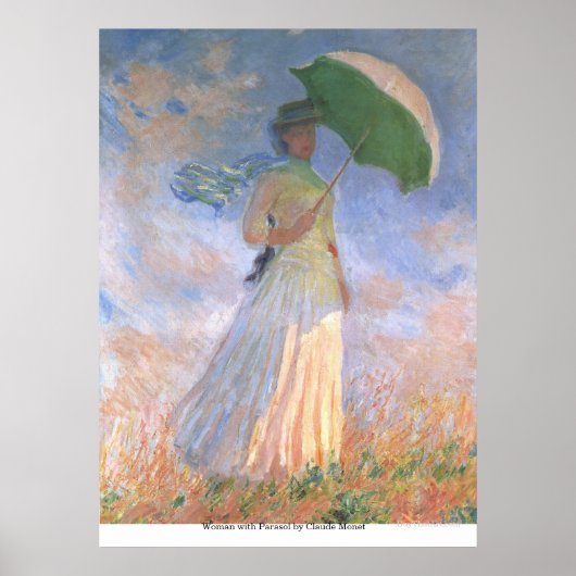 Vrouw met Parasol door Claude Monet Poster (Voorkant)