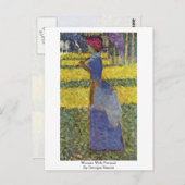 Vrouw met parasol door Georges Seurat Briefkaart (Voorkant / Achterkant)
