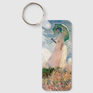 Vrouw met parasol en populieren van Claude Monet Sleutelhanger