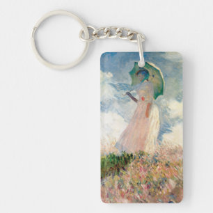 Vrouw met parasol en populieren van Claude Monet Sleutelhanger