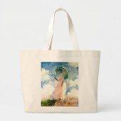 Vrouw met Parasol Grote Tote Bag (Voorkant)