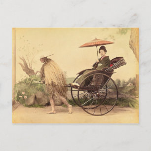 Vrouw met Parasol, Japanse Vintage Briefkaart