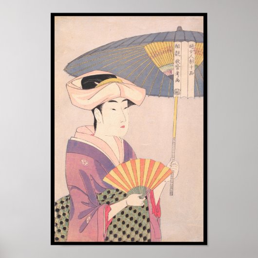 Vrouw met Parasol Kitagawa Utamaro japanese dame Poster (Voorkant)