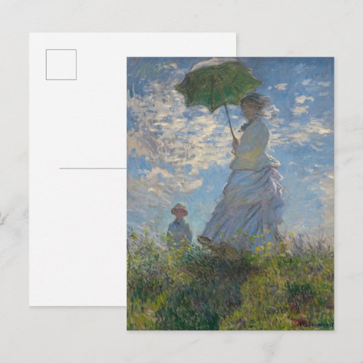 Vrouw met Parasol - Madame Monet en haar zoon Briefkaart (Voorkant / Achterkant)