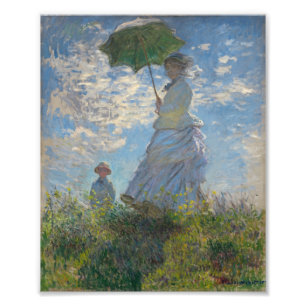 Vrouw met Parasol - Madame Monet en haar zoon Foto Afdruk