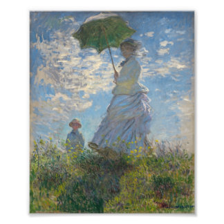 Vrouw met Parasol - Madame Monet en haar zoon Foto Afdruk