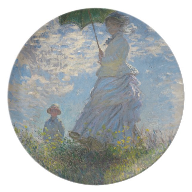 Vrouw met Parasol - Madame Monet en haar zoon Melamine+bord (Voorkant)