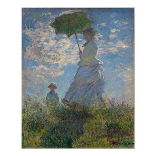 Vrouw met Parasol - Madame Monet en haar zoon Perfect Poster (Voorkant)