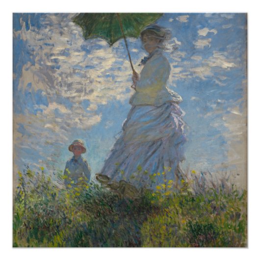 Vrouw met Parasol - Madame Monet en haar zoon Perfect Poster (Voorkant)