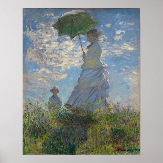 Vrouw met Parasol - Madame Monet en haar zoon Poster (Voorkant)